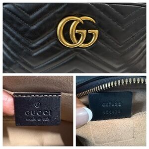 Gucci Black Chevron Matelassé Leather Shoulder Bag with Gold GG